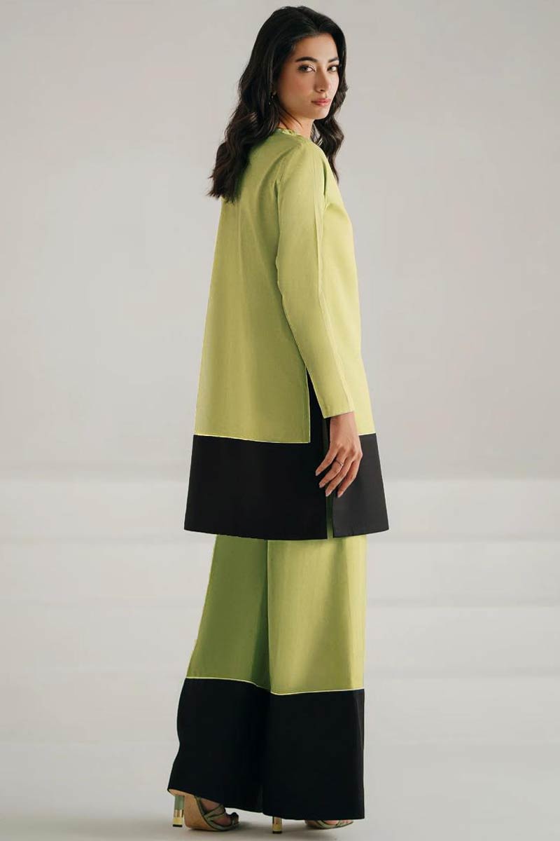 2 Piece - Basic Green and Black Lawn Suit