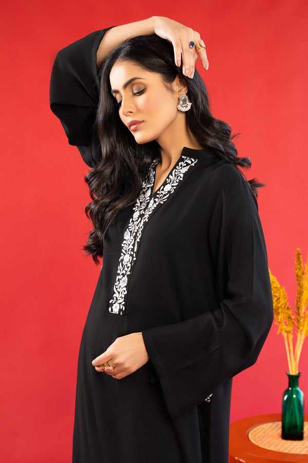 2 Piece - Embroidered Black Tania Lawn Suit