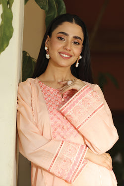 2 Piece - Embroidered Light Pink Lawn Suit