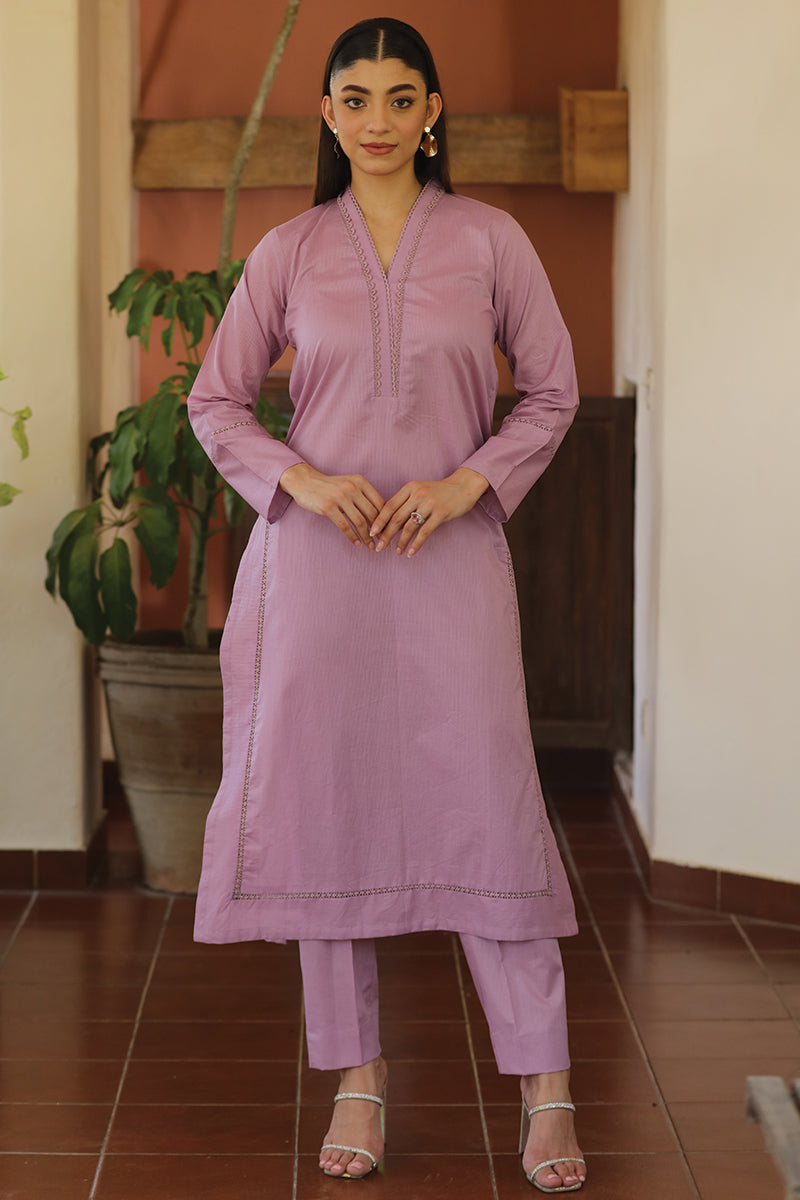 2 Piece - Embroidered Tea Pink Doria Lawn Suit