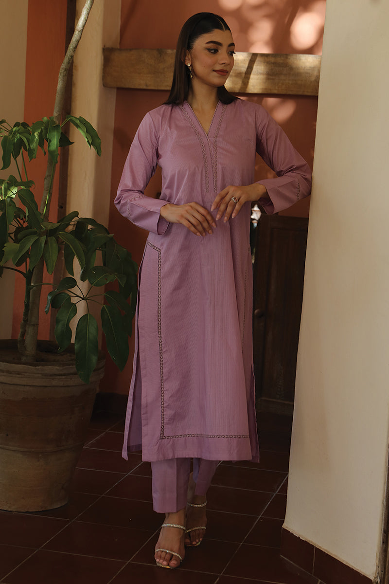 2 Piece - Embroidered Tea Pink Doria Lawn Suit